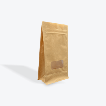 10 oz - 16oz Brown Kraft Paper Box Pouch with Window - 1000 Pack - 4" x 2.35" x 7.8" x 2.35"